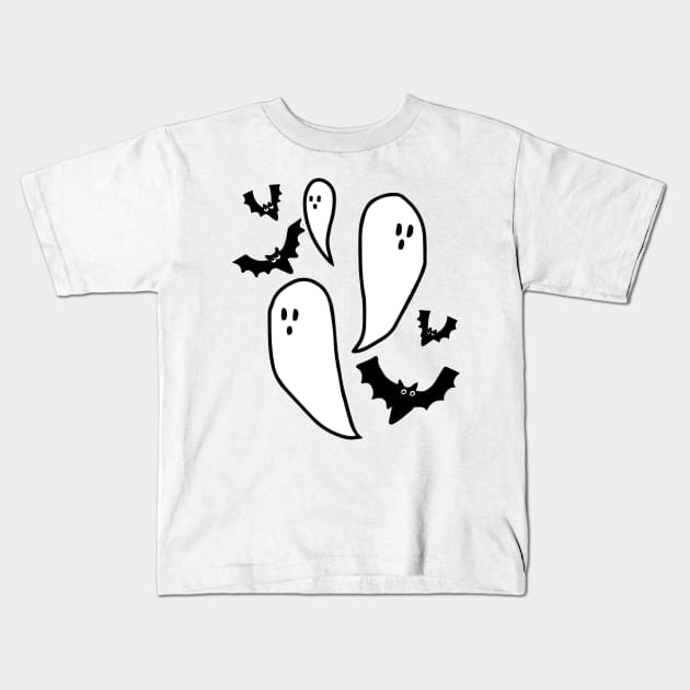 Ghost and Bats Kids T-Shirt by Norzeatic